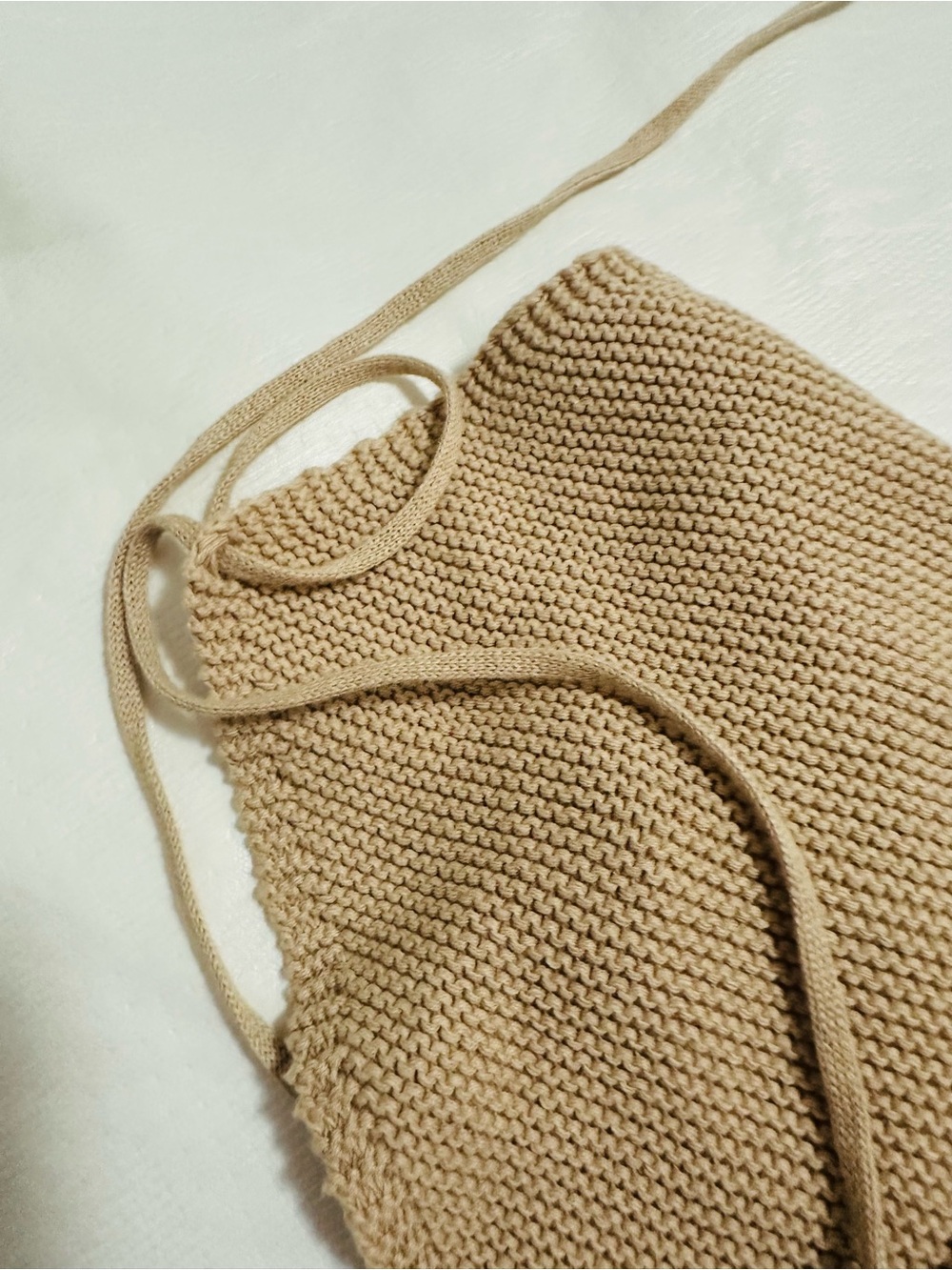 Knit Tie-Back Crop Top in Tan - Picture 8 of 8